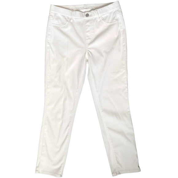 Uniqlo Womens Pull On Mid-Rise Stretch Pants Ankle Crop Skinny White Sz Small - Picture 1 of 6